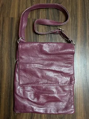 Vintage Vera Pelle Made In Italy Red Wine Leather Crossbody Small Bag • $20