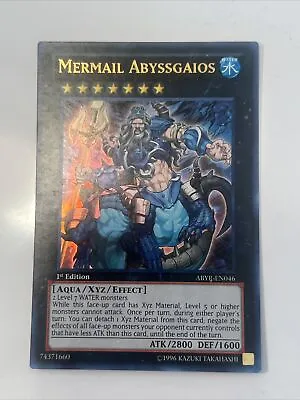 Yugioh Mermail Abyssgaios ABYR-EN046 Ultra Rare 1st Edition Near Mint  • $9.99