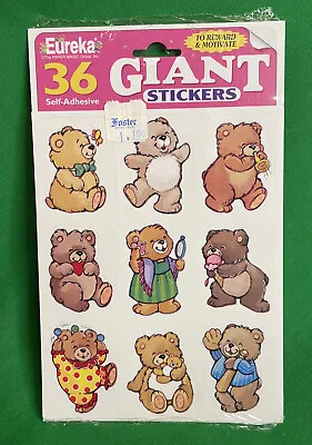 Vintage NOS Eureka Giant Stickers NEW Scrapbooking Cute Teddy Bears Hearts Clown • $9.99