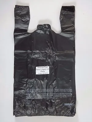 $16.99 • Buy 1/6 Plastic T-Shirt Bags With Handles Black 11.5 X 6.5 X 22  Retail Shopping Bag