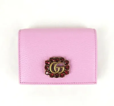 NIB Gucci Marmont Women's Pink Leather Wallet W/Crystal Double G 499783 5871  • $375.99