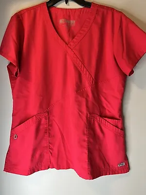 $10 • Buy Greys Anatomy By Barco Classic Womens Medical Scrub Top Large Red