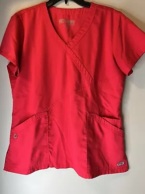 $10 • Buy Greys Anatomy By Barco Classic Womens Medical Scrub Top Large Red