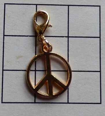 Vintage Tibetan CND Peace Clip On Charm Zip Bag Bracelet Gold Finish Phone • £2.95