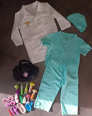 Doctor - Surgeon - Scrubs - White Coat Fancy Dress Inc Bag & Medical Equipment  • £6