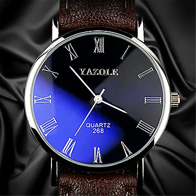 Business Mens Wrist Watches Watch Faux Leather Analogue Quartz Work Fashion Gift • $4.36