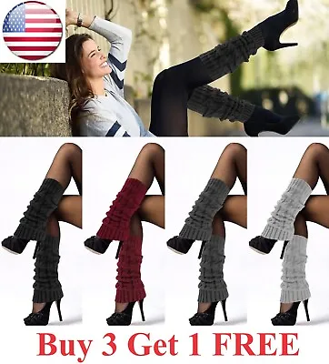 Women Leg Warmers Crochet Knit Ribbed Knee High Solid Winter Boot Wool Sock Long • $5.99