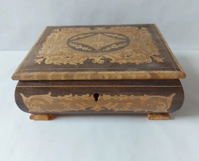 £15.99 • Buy Vintage Italian Wooden Inlaid Musical Jewellery Box  O Sole Mia  Pink Linnig