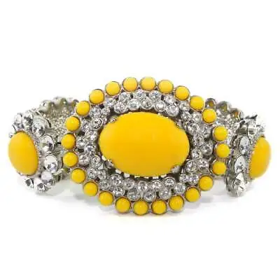 Miu Miu Pre-Owned Signed Yellow Glass Cabochon & Clear Crystal Bracelet • $462.31