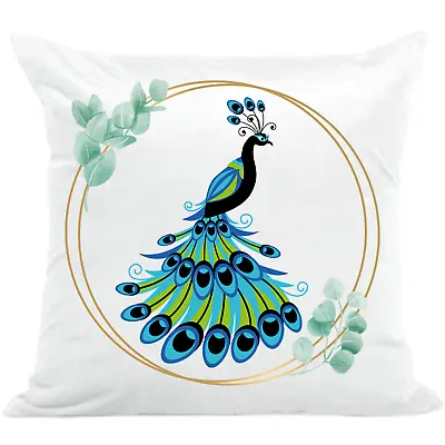 £10.99 • Buy Blue Green Peacock Handmade Cushion Covers 40x40cm White Home Decor Cushion