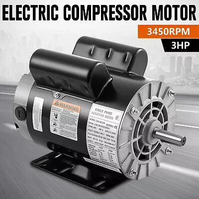 3 HP SPL 3450 RPM Air Compressor 110-230V Electric Motor 60Hz 56Frame 5/8  Shaft • $139.90