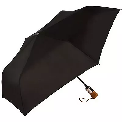 ShedRain ColorSplash Black Wood Handle Auto Open/Close Umbrella New With Tags • $14.95