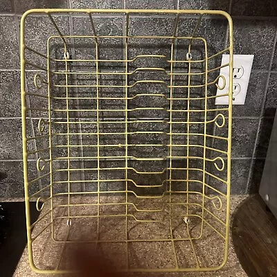 Vintage Kitchen Yellow Coated Wire Rack Dish Drainer • $40