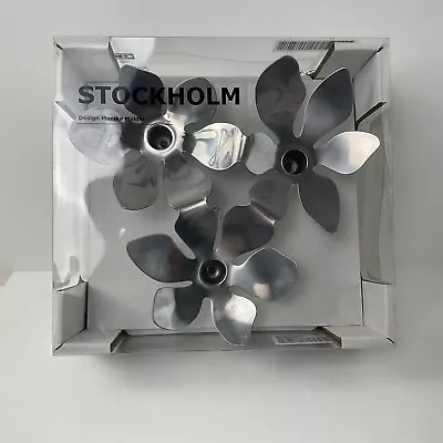 IKEA Stockholm Monika Mulder Design Flower Candle Holder Stainless Steel Retro • £31.08