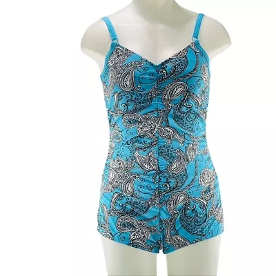 AMOENA Tahiti Swimsuit Pocketed Mastectomy Paisley1 Piece Womens Size 10B • $34.99