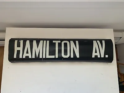 Nyc Bus Trolley Roll Sign Brooklyn Hamilton Avenue Vintage Primitive Collectible • $199