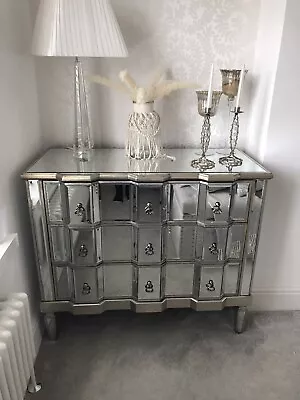 £140 • Buy Large Venetian Mirrored Chest Of 3 Drawers Bedroom