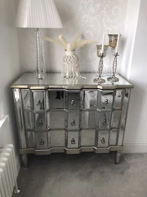 £140 • Buy Large Venetian Mirrored Chest Of 3 Drawers Bedroom