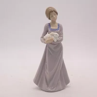 Lladro Nao Figure Girl Holding Rabbit Ornament • £12.50