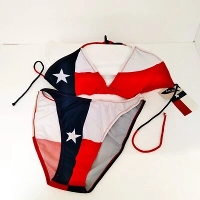 £40.21 • Buy New W Tags Texas Flag/ Stars & Stripes Festive  Lycra Blend Bikini Sz 11/12 XXL