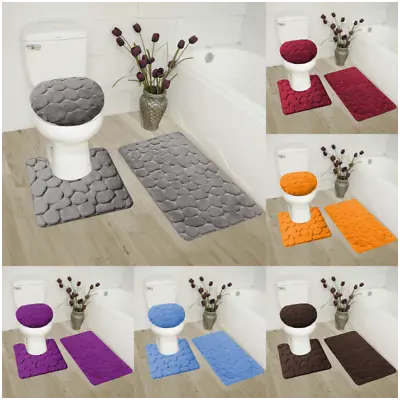  ROCK DESIGN 3PC BATHROOM SET  MEMORY FOAM BATH Or 4PC SOLID CERAMIS ACCESORIES • $19