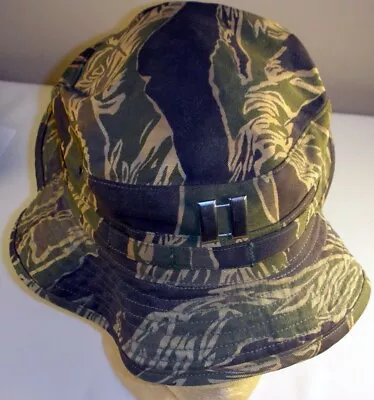 Original Vietnam Made Tiger Strip Boonie Hat. Sterling Silver Captain's Bars • $232.50