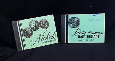 Lot Of 2 Vintage Meghrig Coin Albums Nickels & Standing Half Dollars (F-11) • $18