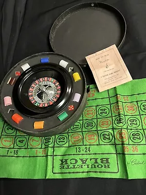 Vintage 50’s Roulette Wheel Set With Chips Case Tabletop Providence Rhode Island • $88