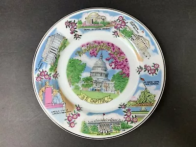 Vintage Washington DC US Capitol Collector Souvenir Plate  7 3/4  Cherry Blossom • $5.99