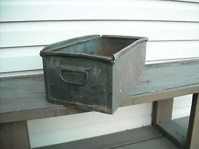  Vintage Metal Parts Bin Stacking Storage /  Stacking Box Industrial Décor  • $39.99