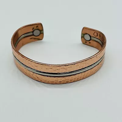 Sergio Lub Bracelet Two Tone Mother Lode Magnetic Hammered Cuff Jewelry  6 1/2  • $17.47