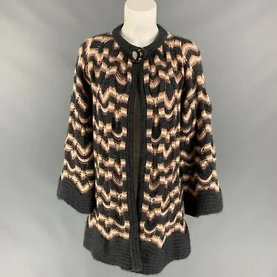$443 • Buy MISSONI Size 6 / IT42 Dark Gray & Rose Knitted Wool / Mohair Knitted Coat
