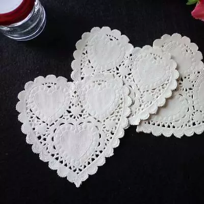 100Pcs/Set 4 Inch 10cm Heart Shape Paper Doily White Doilies Coaster Placemat • $13.16