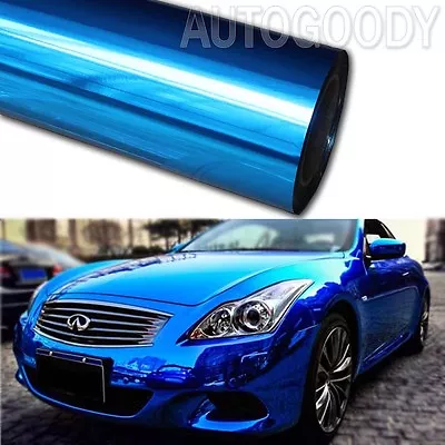 12  X 60  Blue Chrome Mirror Vinyl Film Wrap Sticker Decal Stretchable 1ft X 5ft • $8.82