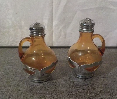 $17.56 • Buy Farber Bros. Krome Kraft Cambridge Glass Art Deco Salt & Pepper  Shakers