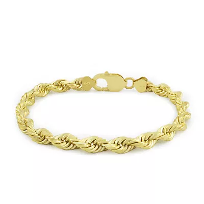 10k Yellow Gold Mens 6mm Diamond Cut Rope Genuine Italian Chain Link Bracelet 8  • $242.98