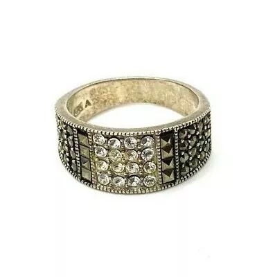 Mens Sterling Silver Statement Ring Band Vintage Unpolished Size 7.5 • $43