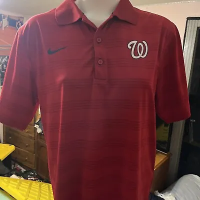Washington Nationals Nike MLB Authentic Dri-Fit Polo Men's Red/Striped Used • $4