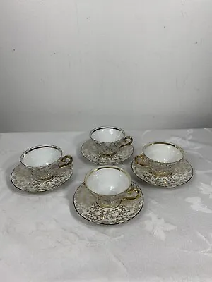 Vintage Bareuther Waldsassen Bavaria Germany Demitasse Cup Saucers Gold  4 Sets • $36