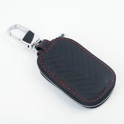 $14.05 • Buy Key Cover Accessory Black Car Case Chain Fob Holder Leather Portable Accs