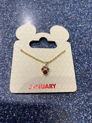 Sale! Disney Parks Mickey Birthstone Swarovski Crystal GoldTone January Necklace • $6.25