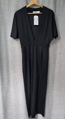 Oh My Love London Black Jumpsuit Size M Wide Leg Smart Black Tie • £16.99