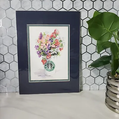 Starbucks Watercolor Floral Painting By Sarah Clementson Yaeger • $21.91