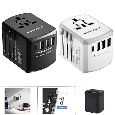 LENCENT International Universal Travel Adapter 3 USB & Type-C Outlet Converter • $24.99