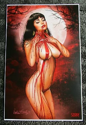 Nathan Szerdy Signed 11x17 Art Print Vampirella White Moon Halloween Pin Up New • $26.95