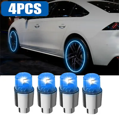 4x Car Wheel Tire Tyre Air Valve Stem Blue LED Light Caps Cover Auto Accessories • $9.66