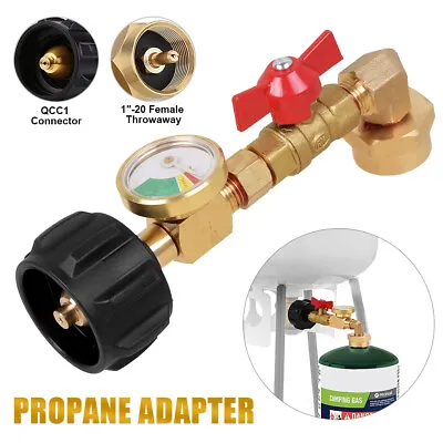 Propane Refill Adapter With Valve And Gauge Fill 1 Lb Bottles From 5-40 Lb Tank • $22.99