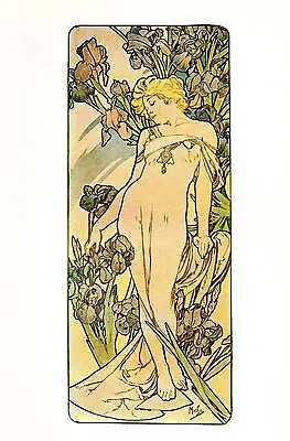 Alphonse Mucha 1976 Authentic Vintage Art Nouveau Print  Iris  Book Plate • $11.68