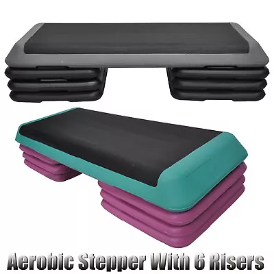 Aerobic Step - 110cm*40cm Cardio Exercise Stepper - Black Stepper + 6 Risers • $119.95