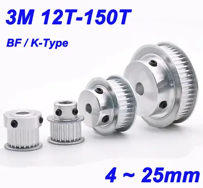 HTD3M 12T-150T Timing Belt Pulley With Step Bore 4-25mm For 15mm Width Belt BF/K • $35.49